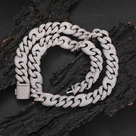 15mm 3:1 Pig Nose Bubble Cuban Chain Zircon Hip Hop Necklace for Men | Caratix Jewelry - CaratixJewelry