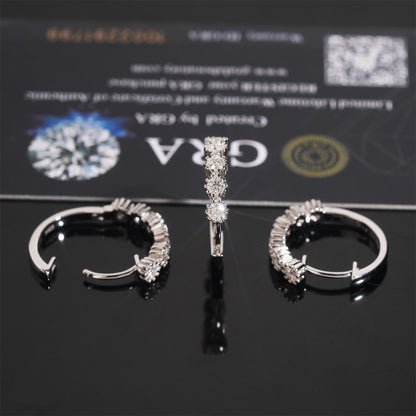 Medium Moissanite Hoop Earrings S925 Silver | 25mm D VVS1 Iced Out Hoops | Caratix