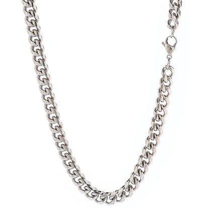 Rounded Cuban Link Stainless Steel Necklace with Lobster Clasp Gold Chain Rapper Style for Men | Caratix Jewelry - CaratixJewelry
