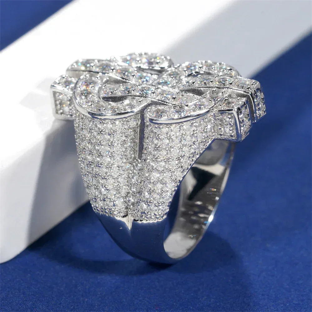 D-Color Moissanite Dollar Ring | S925 Silver Men’s Iced Out Hip Hop Jewelry - CaratixJewelry