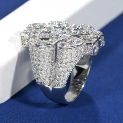 D-Color Moissanite Dollar Ring | S925 Silver Men’s Iced Out Hip Hop Jewelry - CaratixJewelry
