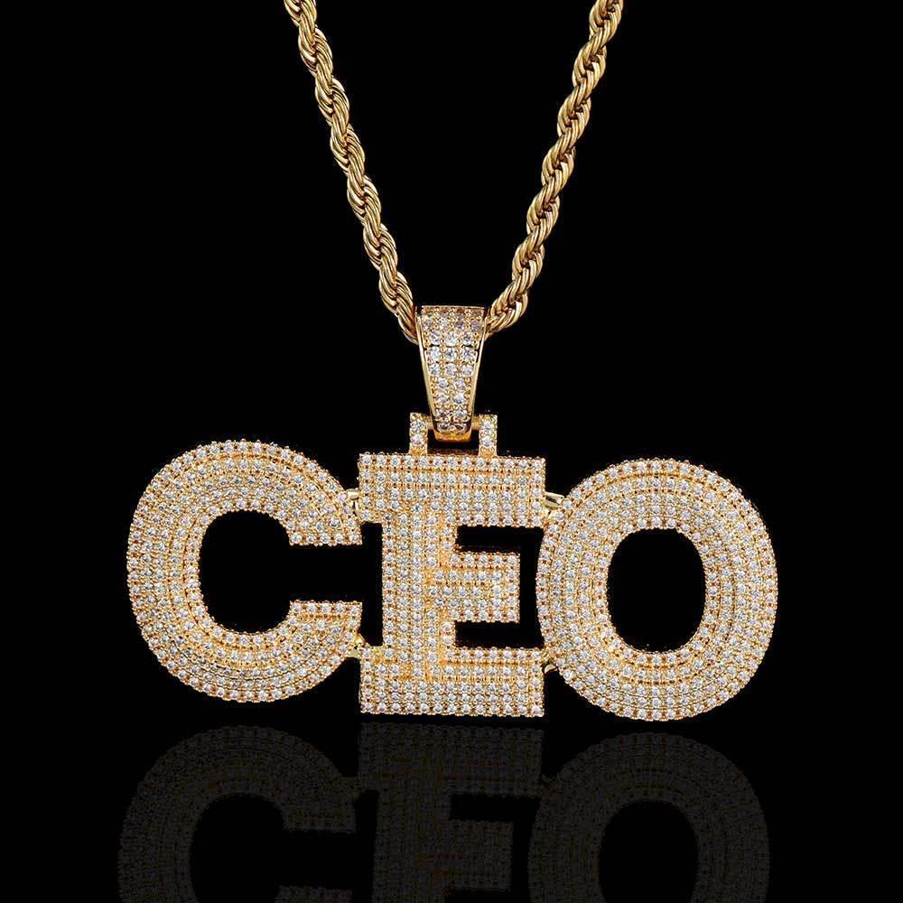 DIY 3-Layer Letter Pendant Necklace with Copper Frame and Full Zircon Stones for Men and Women | Caratix Jewelry - CaratixJewelry