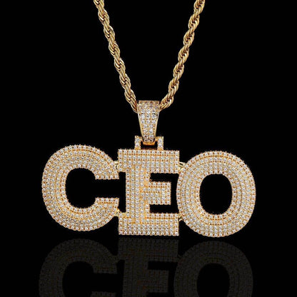 DIY 3-Layer Letter Pendant Necklace with Copper Frame and Full Zircon Stones for Men and Women | Caratix Jewelry - CaratixJewelry
