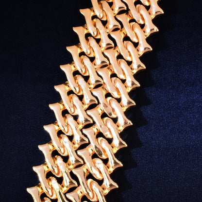 15mm Beard Step Cut Cuban Chain Necklace with Copper & Zircon - CaratixJewelry