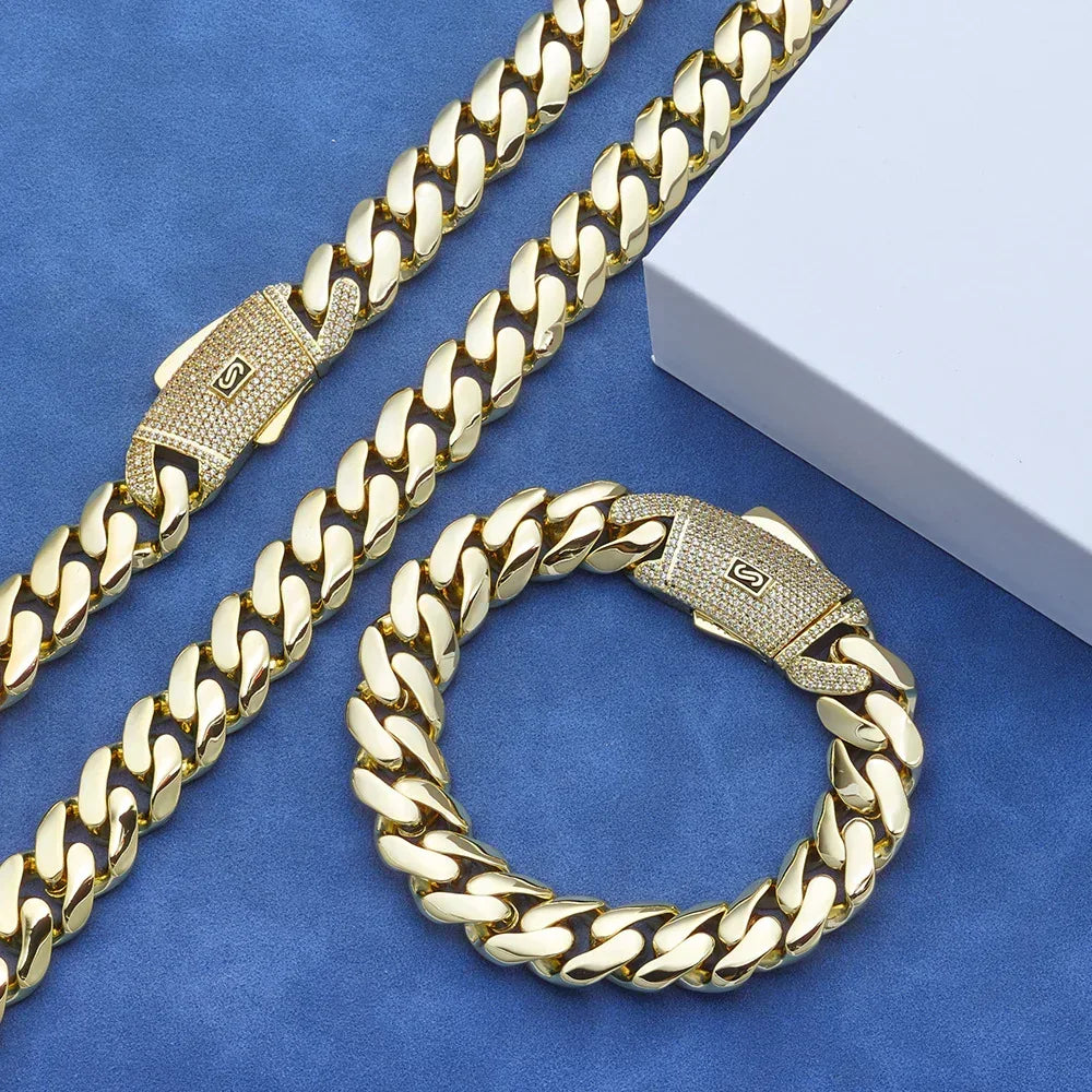 14K Gold Cuban Link Bracelet Hip Hop Jewelry Rapper Iced Out Chain for Men | Caratix Jewelry - CaratixJewelry