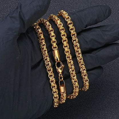 Custom Stainless Steel Square Pearl Gold Chain for Rapper | Caratix - CaratixJewelry