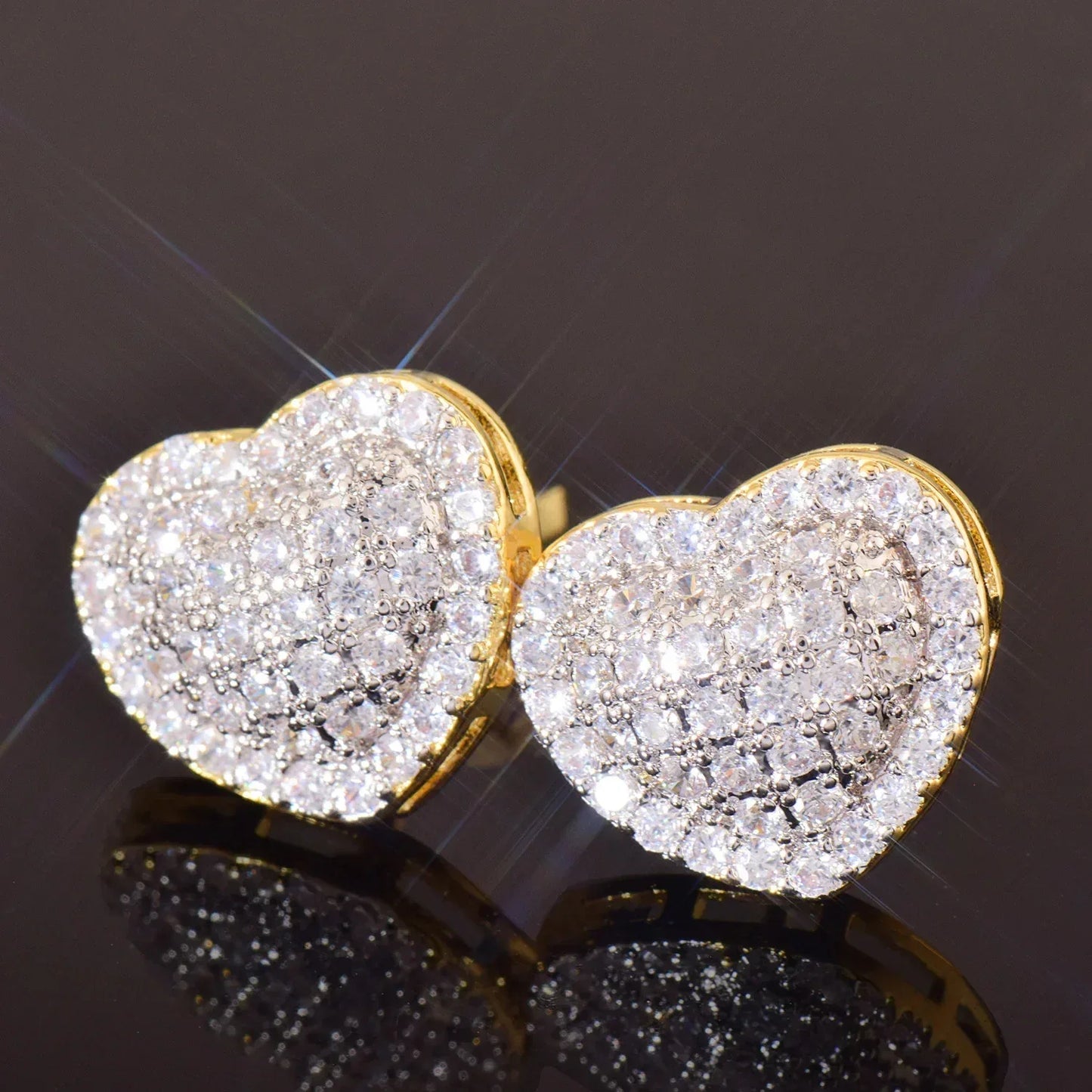 Heart Shaped Zircon Stud Earrings | Trendy & Fashionable Hip Hop Jewelry | Caratix Jewelry - CaratixJewelry