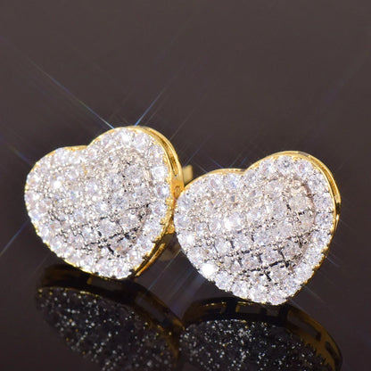 Heart Shaped Zircon Stud Earrings | Trendy & Fashionable Hip Hop Jewelry | Caratix Jewelry - CaratixJewelry