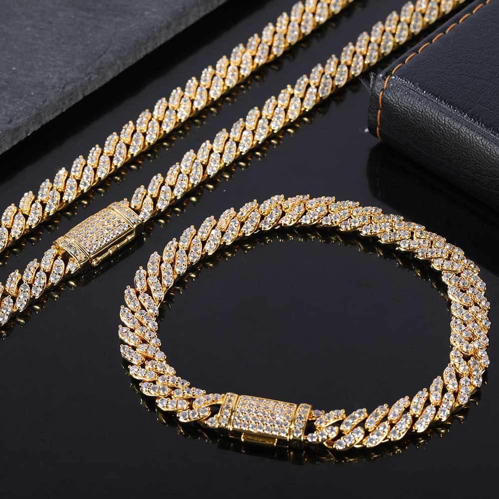 8mm Single Row Cuban Chain Necklace with Full Zircon Stones for Men | Caratix Jewelry - CaratixJewelry