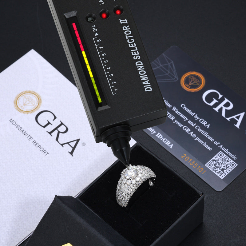 Moissanite Starburst Ring S925 Silver Hip Hop Band | Caratix