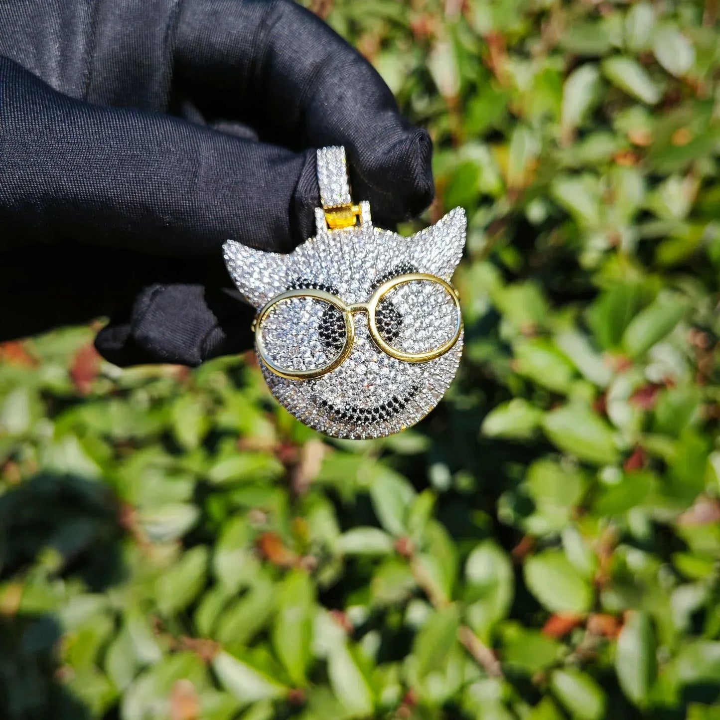 Four-Eyed Cartoon Pendant Necklace | CZ Iced Out Hip Hop Men’s Streetwear Jewelry - CaratixJewelry