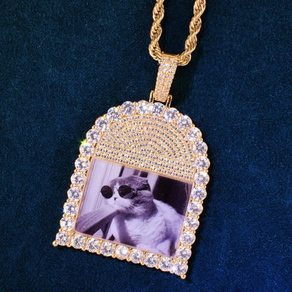 Custom Photo Pendant Necklace | Solid CZ Iced Out Hip Hop DIY Picture Jewelry - CaratixJewelry