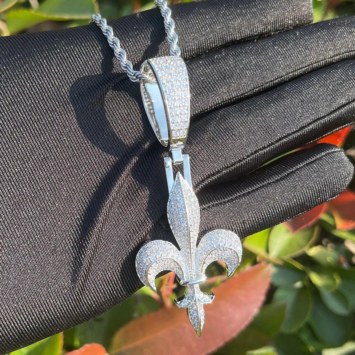 Unisex French National Flower Necklace | Premium Copper CZ Royal Lily Charm - CaratixJewelry