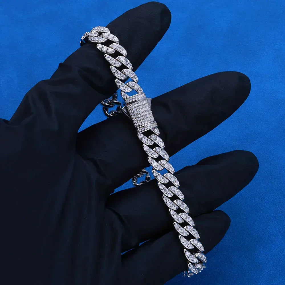 9mm Moissanite Cuban Link Bracelet – Custom S925 Sterling Silver Iced-Out Hip Hop Men’s Luxury Streetwear Accessory - CaratixJewelry