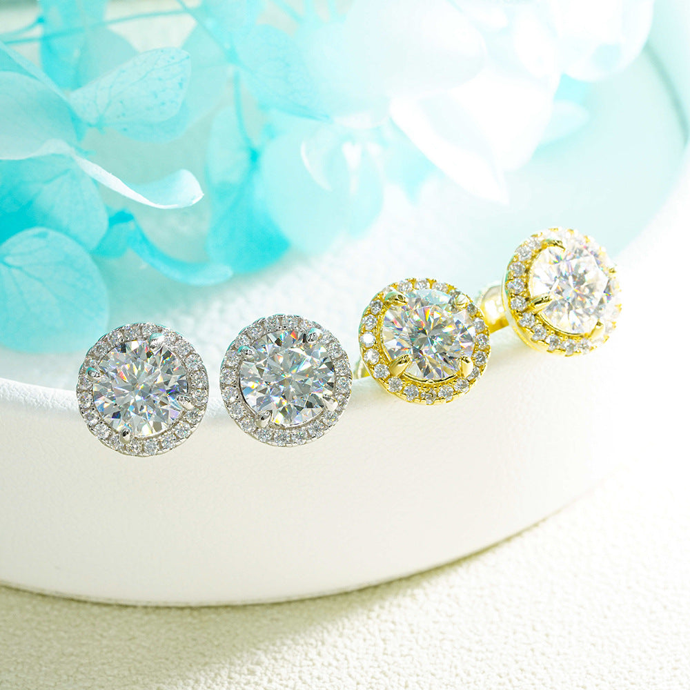6.5mm 1ct Moissanite Stud Earrings S925 Silver | D Color VVS1 Diamond Tester | Caratix
