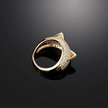 Iced Out Cat Ear Ring | Bubble Zirconia Motif Hip Hop Band | Caratix