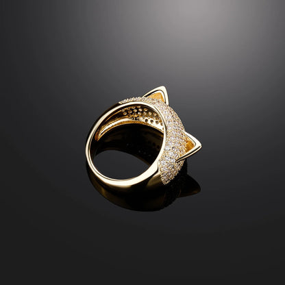 Iced Out Cat Ear Ring | Bubble Zirconia Motif Hip Hop Band | Caratix