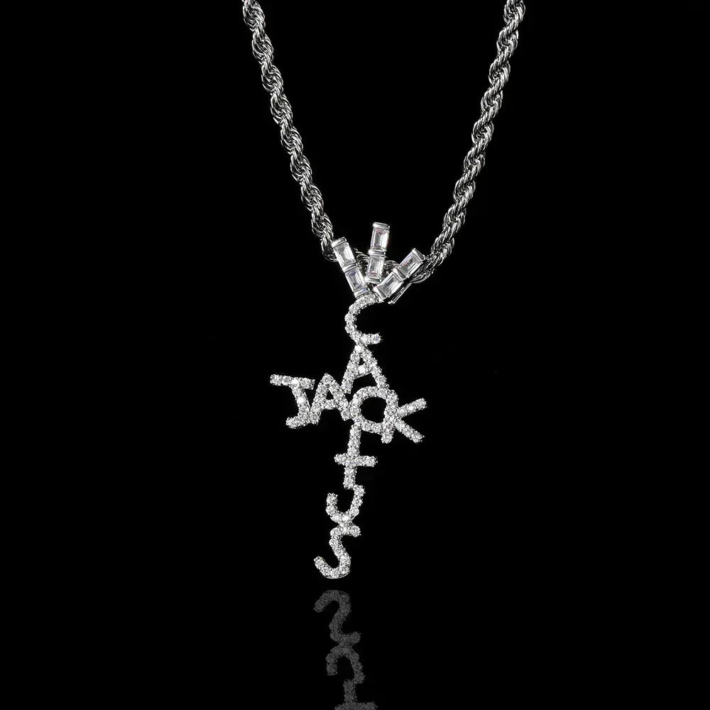 Custom Full Cross Pendant Necklace with Zircon Stones for Men | Caratix Jewelry - CaratixJewelry