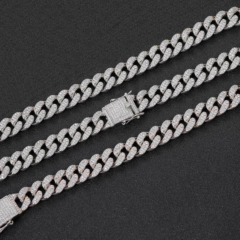 12mm Iced Out Cuban Chain High Quality Zircon Rapper Necklace - CaratixJewelry