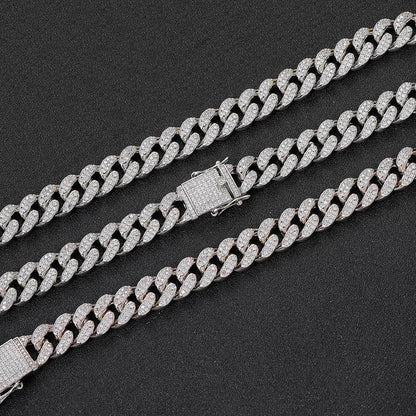12mm Iced Out Cuban Chain High Quality Zircon Rapper Necklace - CaratixJewelry