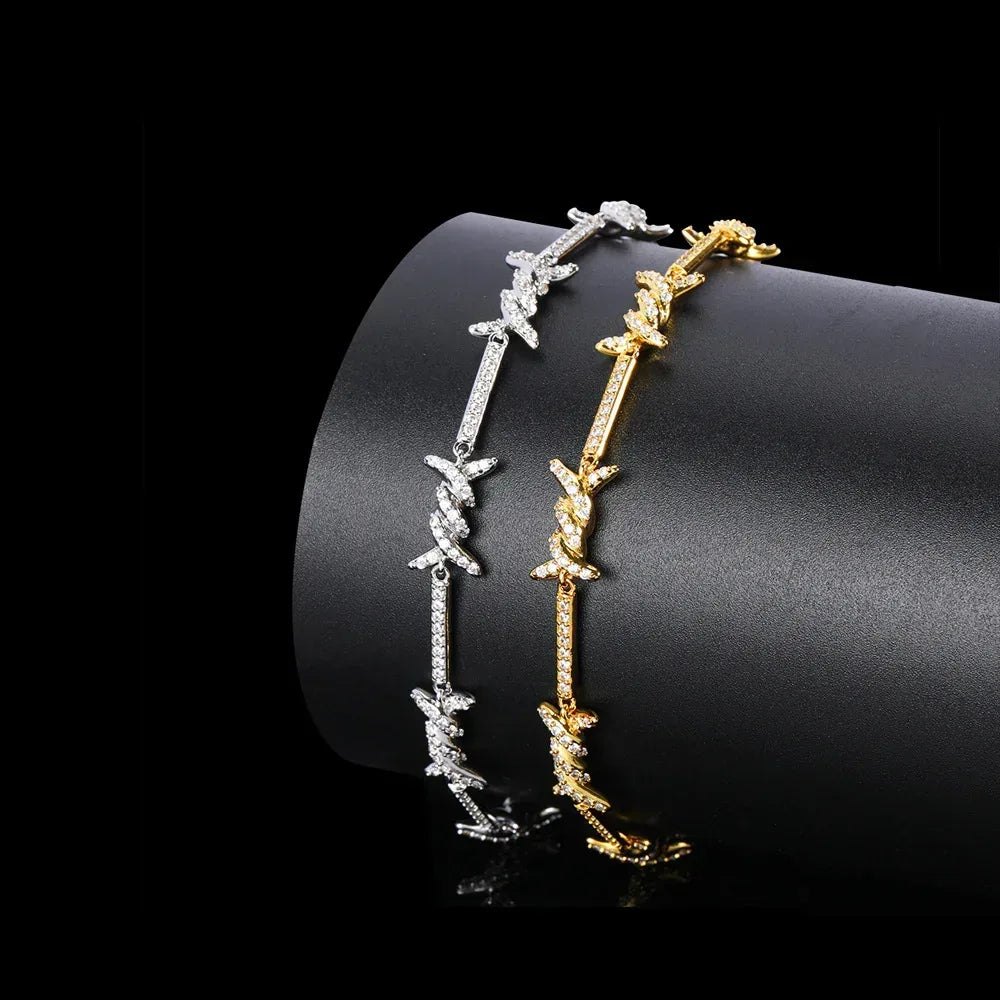 2.5mm Wire Chain Couple Bracelet with Micro-Zircon and Day Clasp for Men & Women | Caratix Jewelry - CaratixJewelry