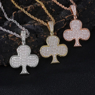 Iced Out Plum Blossom Pendant Necklace Zircon Gold Chain Rapper Style | Caratix Jewelry - CaratixJewelry