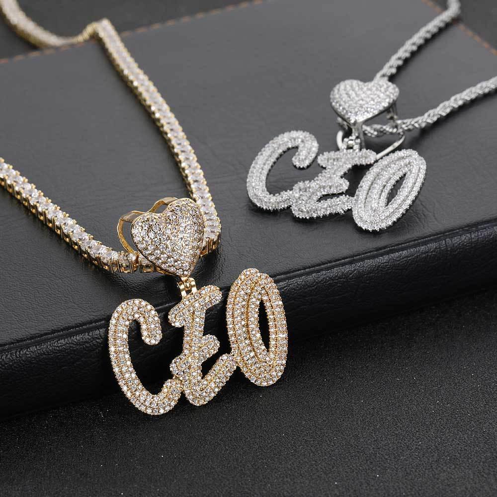 Creative Heart Lock Double Layer Pendant Necklace with Calligraphy Letters and Numbers for Men | Caratix Jewelry - CaratixJewelry