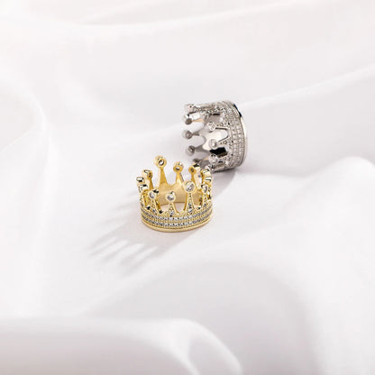 Sweet Japanese Crown Ring | Delicate Princess Tiara Pave Band | Caratix
