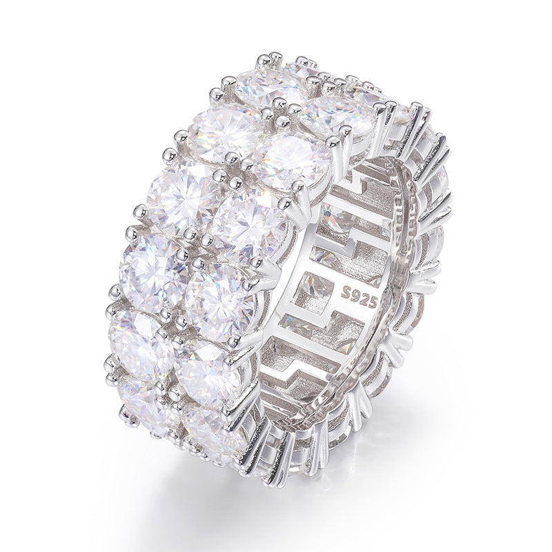 Double Row Moissanite Eternity Band S925 Silver | Caratix