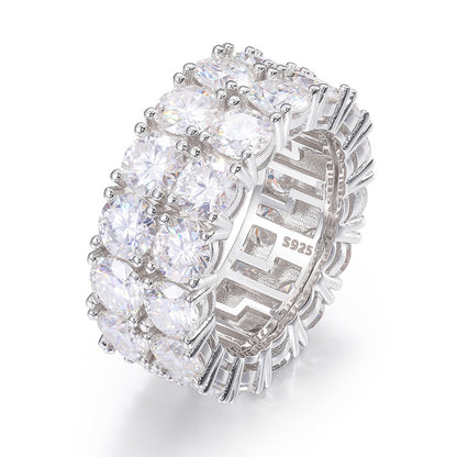 Double Row Moissanite Eternity Band S925 Silver | Caratix