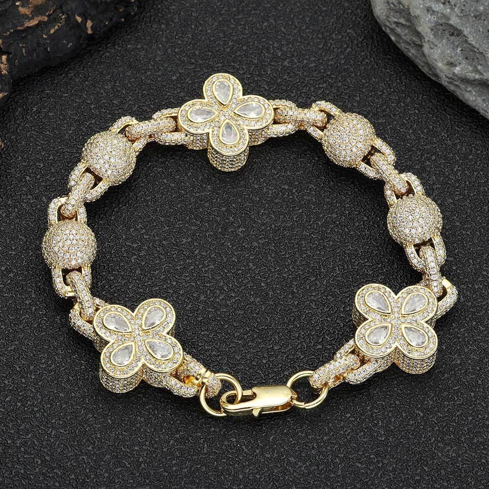 Iced-Out Bubble Bead Chain Bracelet with Zircon Stones for Men | Caratix Jewelry - CaratixJewelry