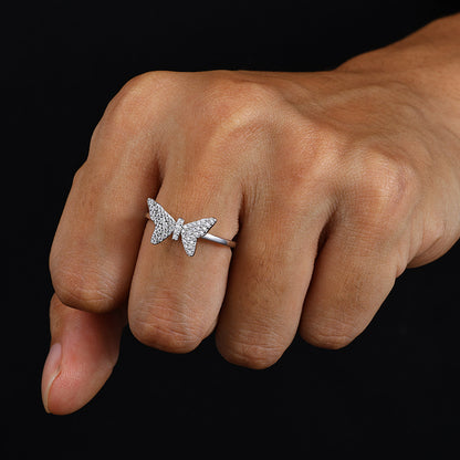 Iced Out Moissanite Butterfly Flower Ring S925 | Caratix