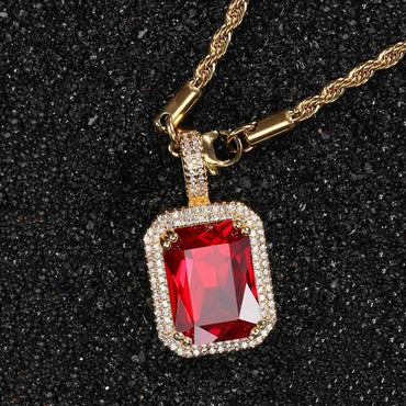 Custom Colored Gemstone Pendant Necklace with Zircon Stones for Men and Women | Caratix Jewelry - CaratixJewelry