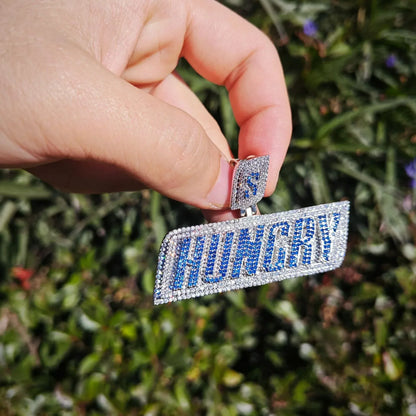 Huncry Letter Pendant Necklace | CZ Iced Out Hip Hop Streetwear Jewelry - CaratixJewelry