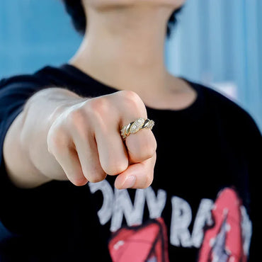 Twisted Rope Thorn Ring | Iced Out Micro-Pave Band | Caratix