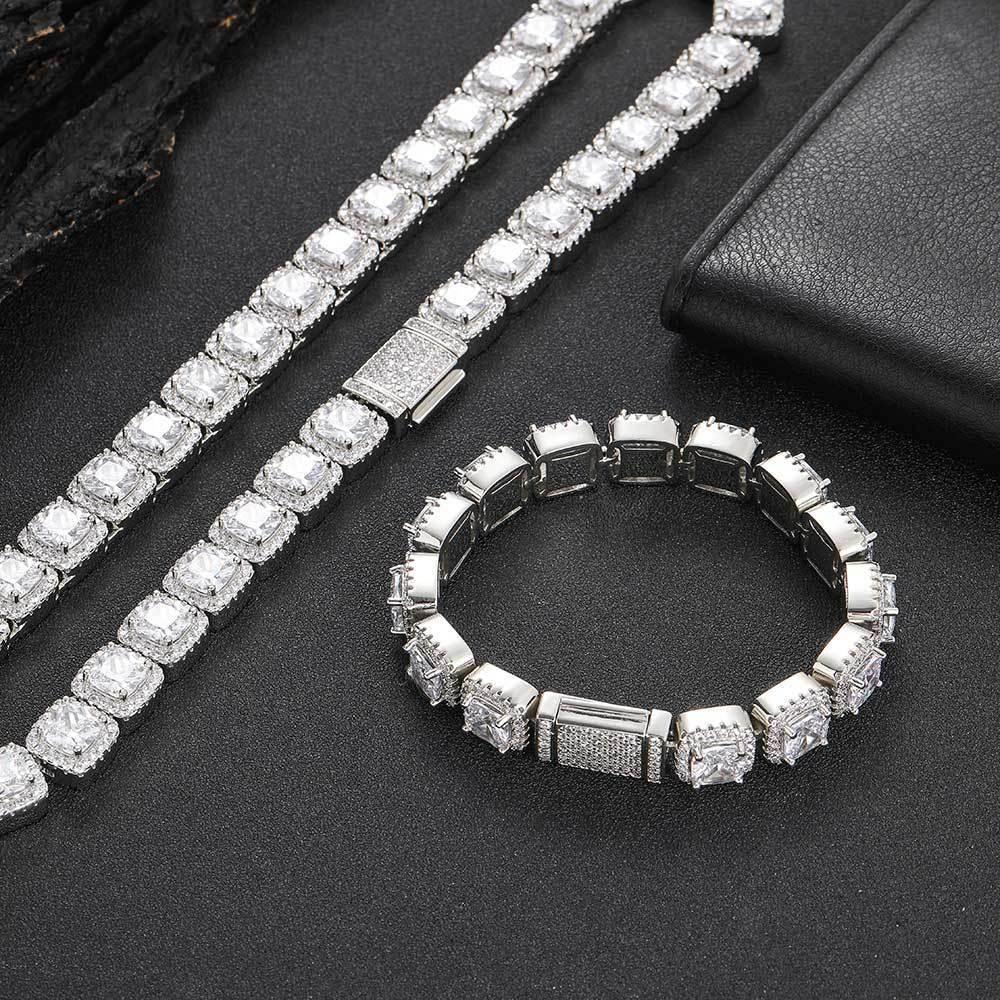 12mm Iced Out Square Chain Zircon Bracelet Unisex | Caratix Jewelry - CaratixJewelry