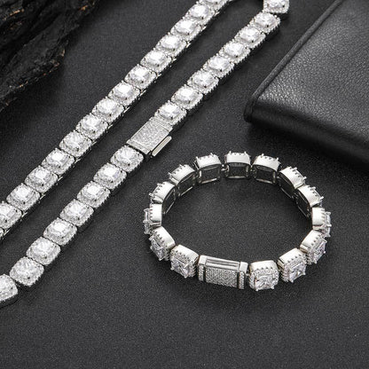 12mm Iced Out Square Chain Zircon Bracelet Unisex | Caratix Jewelry - CaratixJewelry