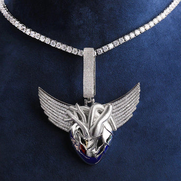 Men's "Freedom & Passion" Necklace | Premium Real Copper CZ Angel Wings - CaratixJewelry