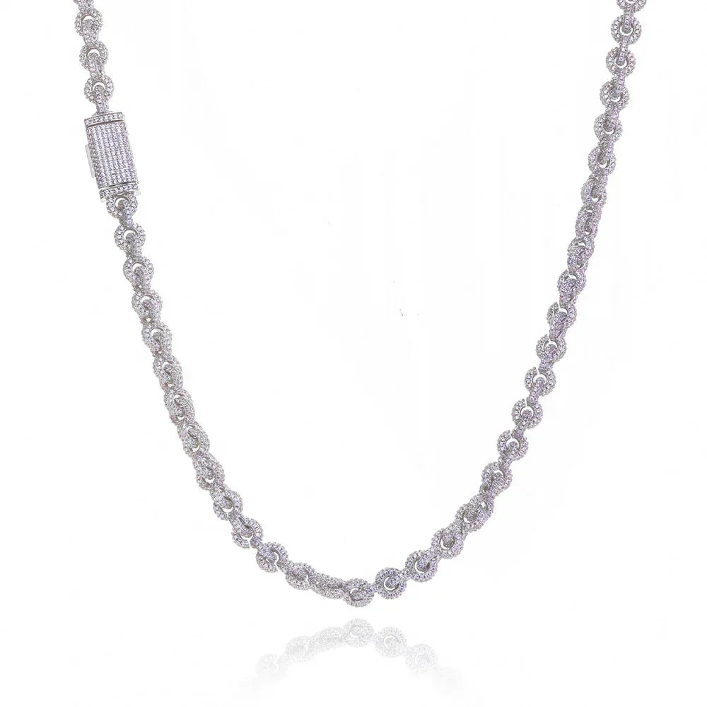 Custom 8mm Iced-out O-Link Necklace | Modern Rapper Iced Out Chain with Fold-over Clasp | Caratix - CaratixJewelry