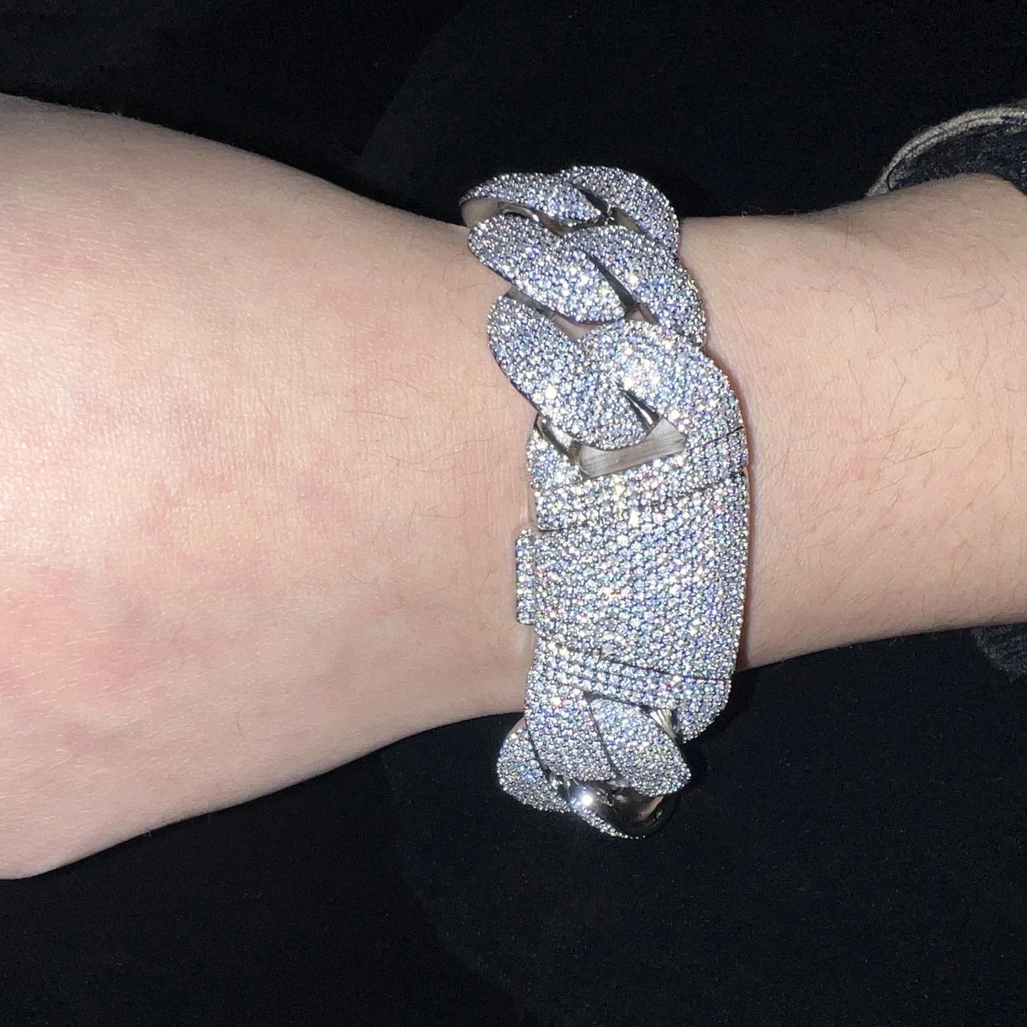 20mm Iced Out Crescent Clasp Cuban Chain with Copper & Zircon - CaratixJewelry