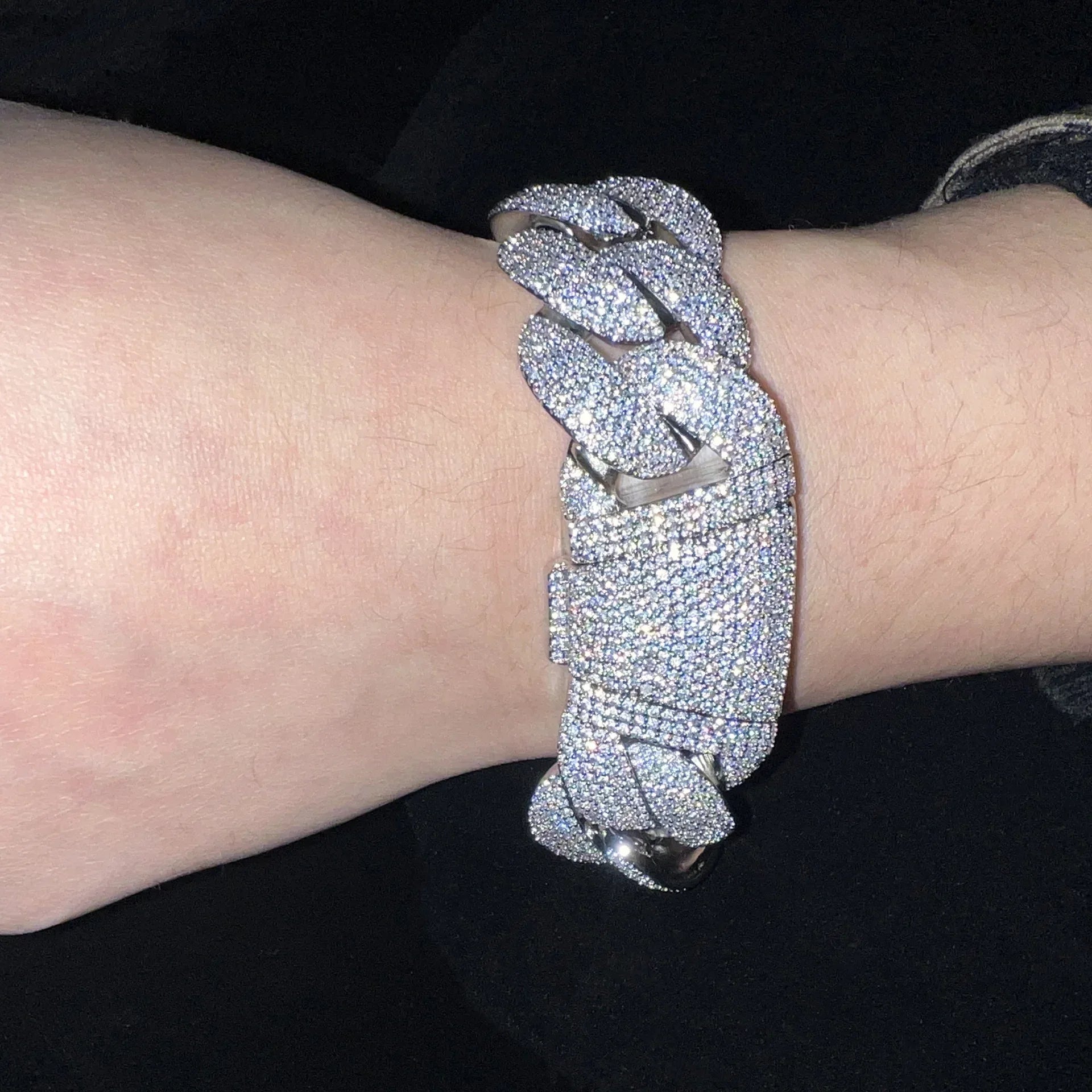 20mm Iced Out Crescent Clasp Cuban Chain with Copper & Zircon - CaratixJewelry