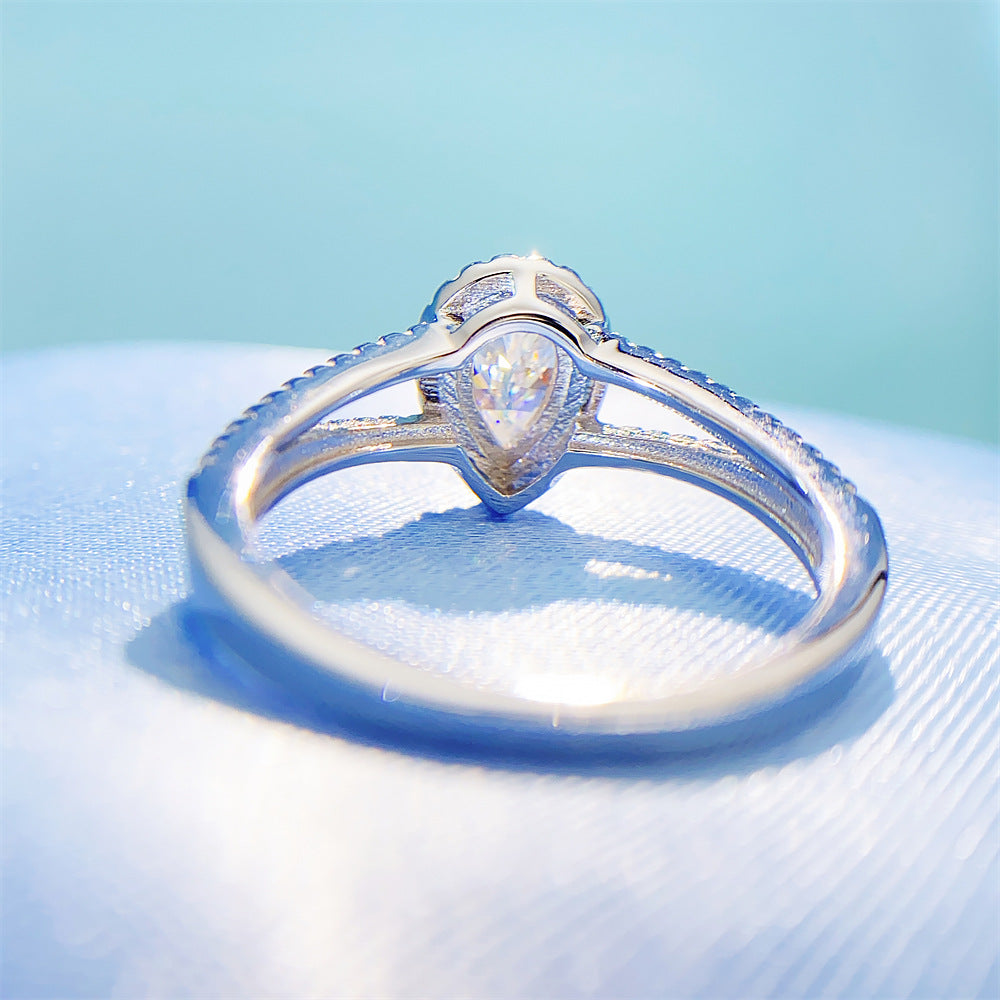 1 Carat Pear Cut Moissanite Ring | S925 Sterling Silver Teardrop Ring | Caratix