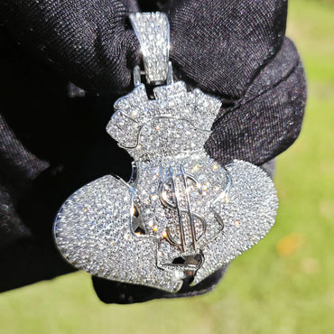 Dollar Broken Heart Pendant | CZ Iced Out Hip Hop Men’s Trendy Necklace - CaratixJewelry