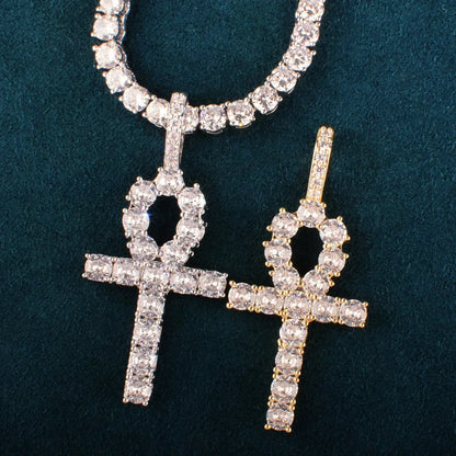 CZ Ankh Cross Pendant Necklace | Men’s Streetwear Jewelry - CaratixJewelry