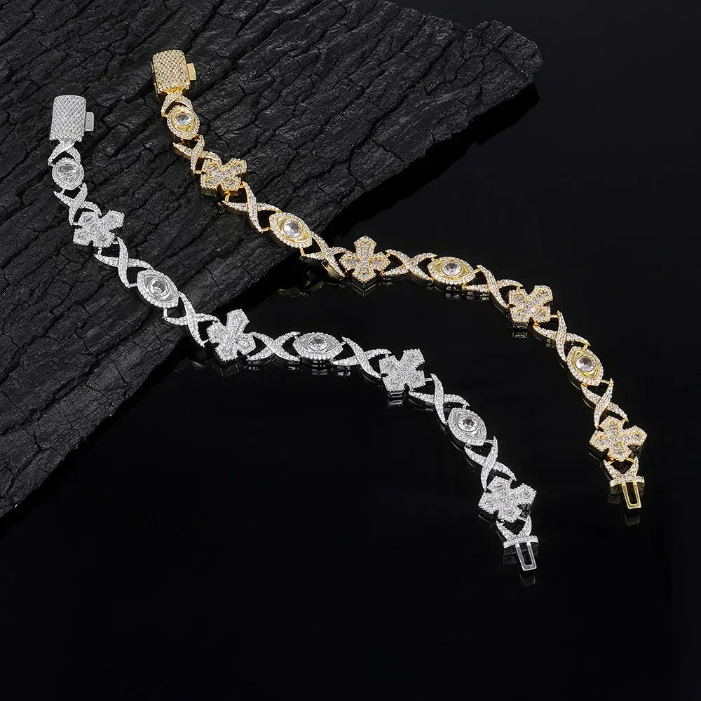 Iced Out Eye Cross Zircon Hip Hop Bling Bracelet for Men | Caratix Jewelry - CaratixJewelry