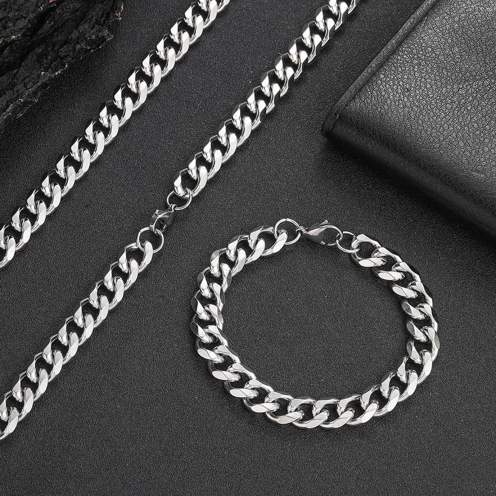 11mm Six-Sided Stainless Steel Cuban Chain Necklace for Men | Caratix Jewelry - CaratixJewelry