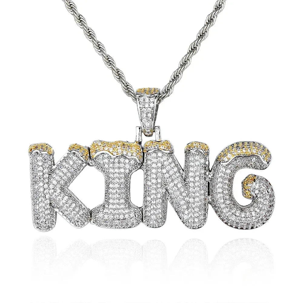DIY Christmas Letter Pendant Necklace with Zircon Stones for Men | Caratix Jewelry - CaratixJewelry