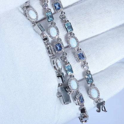 6mm Blue Zircon Bracelet Opal Style Chain Hip Hop Jewelry for Men | Caratix Jewelry - CaratixJewelry