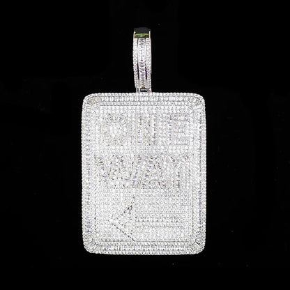 Iced Out "ONE WAY" Rectangular Pendant | Men's Real Copper CZ Plaque Necklace - CaratixJewelry
