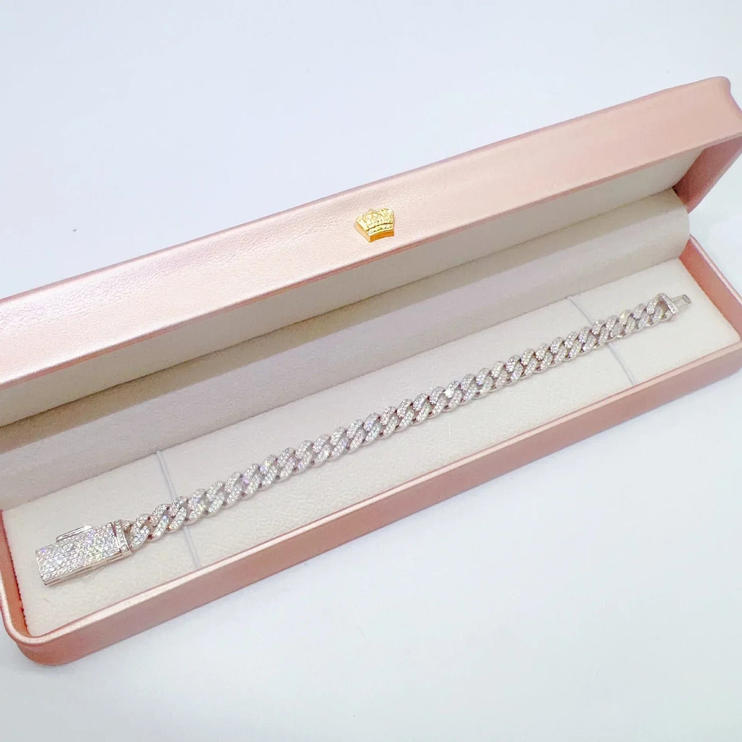 8mm Double-Row Moissanite Cuban Link Chain – S925 Sterling Silver Iced-Out Hip Hop Streetwear Necklace - CaratixJewelry